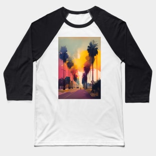 California Colorful Watercolor Paint Baseball T-Shirt